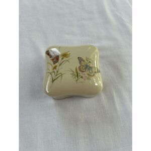 Takahashi Pottery San Francisco Trinket/Jewelry Box Small, Butterflies, Flowers